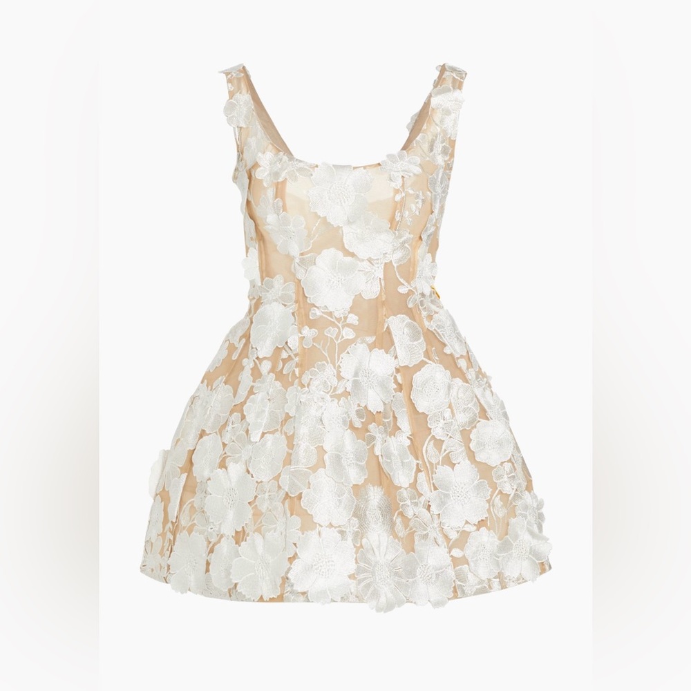 Bronx and Banco Jasmine Scoop-Neck Fit & Flare Mesh Floral Mini Dress